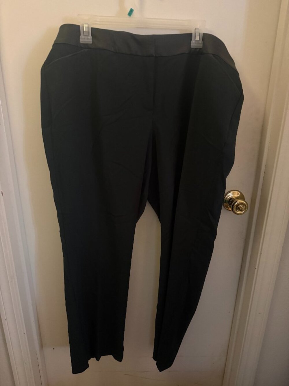 Lane Bryant Black Pants with Faux Leather Waistband W 20 S